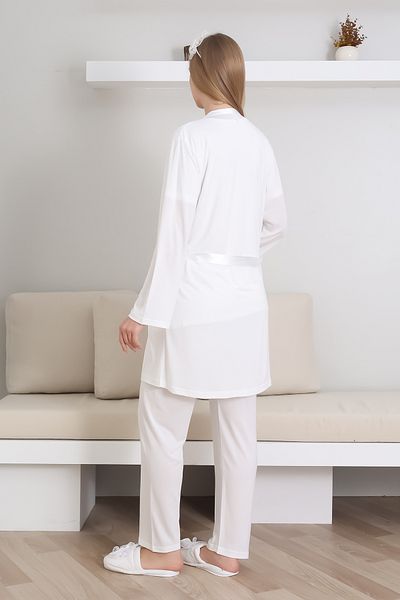 ERDENİZ TEKSTİL Maternity Pajama Set / Short Sleeve Pajama Long Lace Detail Dressing Gown Set / Maternity Cotton Pajama