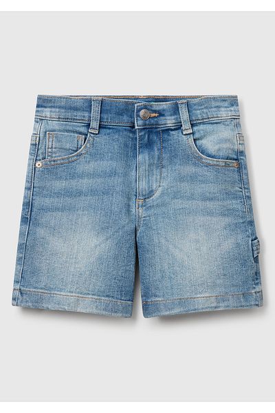 United Colors of Benetton Boy's Light Denim Denim Stretch Bermuda Shorts with Side Detail and Pockets