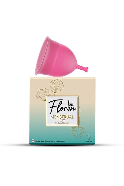 Floren كوب حيض قابل لإعادة الاستخدام للنساء (مقاس صغير/متوسط) - عبوة من قطعة واحدة | مصنوع من السيليكون الطبي بنسبة 100%