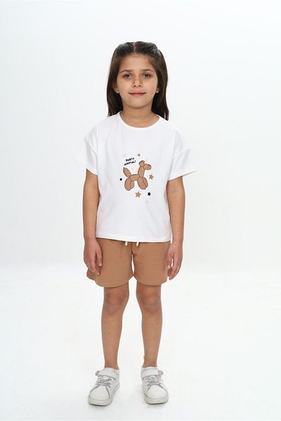 Toontoy Girl's Animal Balloon Printed Shorts Suit