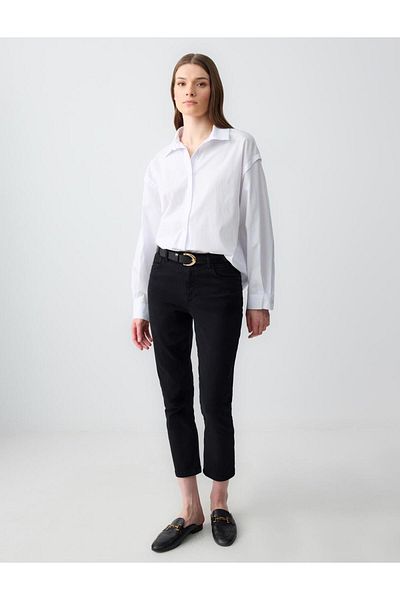 Jimmy Key White Relaxed Fit Long Sleeve Poplin Woven Shirt