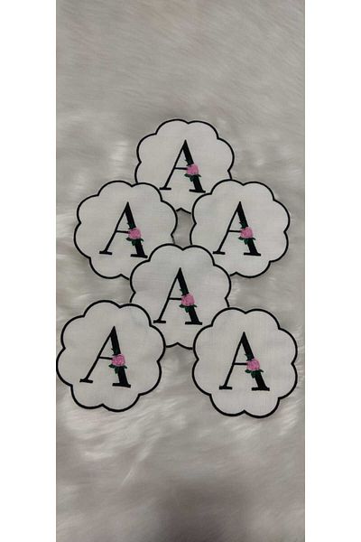Store Letter Patterned Coffee Presentation Napkin Set of 6