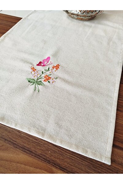 denizli hatırası Buldan Ham Keten Otantik Yumuşacık Nakışlı 47x110 cm runner