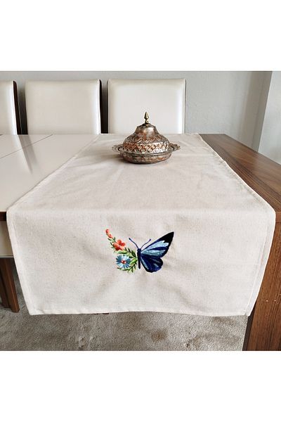 denizli hatırası Buldan Raw Linen Authentic Soft Brodat 47x110 cm alergător