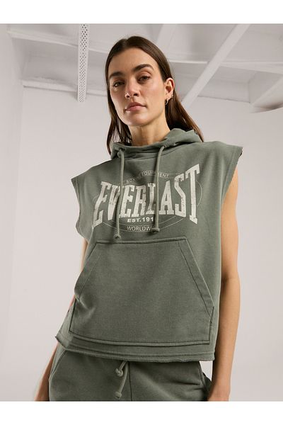 EVERLAST Автентичен боксов суитшърт без ръкави в цвят каки, ​​размер Oversize
