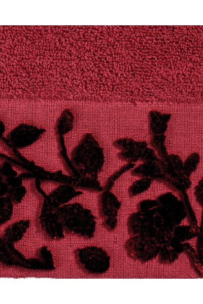 Minteks Prosop de mână și față Heart Beat Claret Roșu Brodat 50x90 - Minteks Home