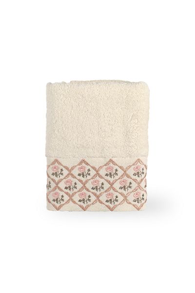 Minteks Πετσέτα χεριών και προσώπου Rosetta Cream Κεντημένη 50x90 - Minteks Home