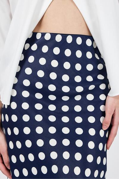 Rays Синя спідниця з атласу з точковим візерунком 9416