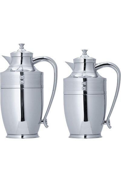 ALSAIF Abaq 2-pieces Coffee And Tea Vacuum Flask, Leak-proof And Keeps Drinks Hot, 0.75l/1l ,chrome