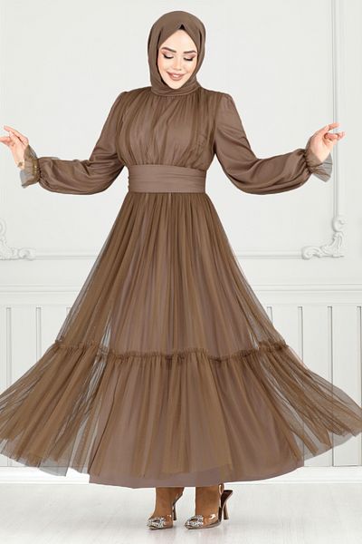 ModaMerve Tulle Evening Dress with Skirt Tiers 5684End900-M Dark Vision