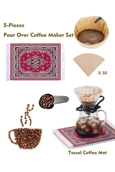 Old_Feller V60 Set 5 Piece Coffee Drip Set Pour Over Coffee Maker Set