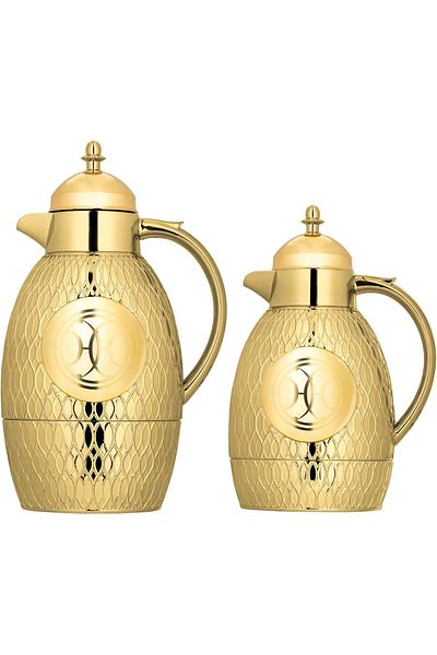 ALSAIF Lamsah 2-pieces Coffee And Tea Vacuum Flask,0.7/1 Liter, Gold