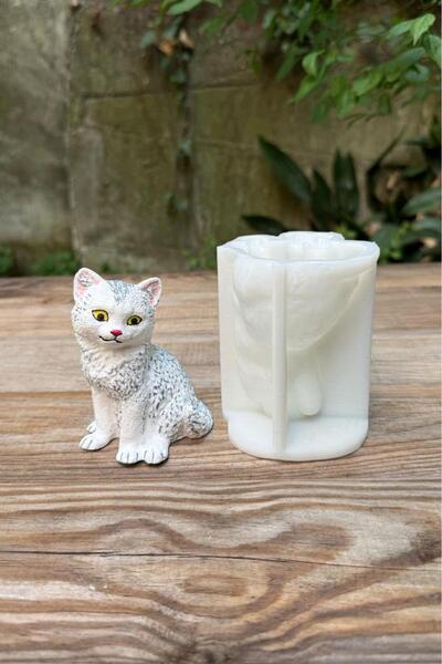 rufus concept Kedi Pamuk Tekli Silikon Mum Kalıbı