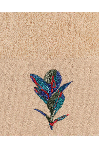 Minteks Кърпа за ръце и лице Layla Milk Coffee с бродерия 50x90 - Minteks Home