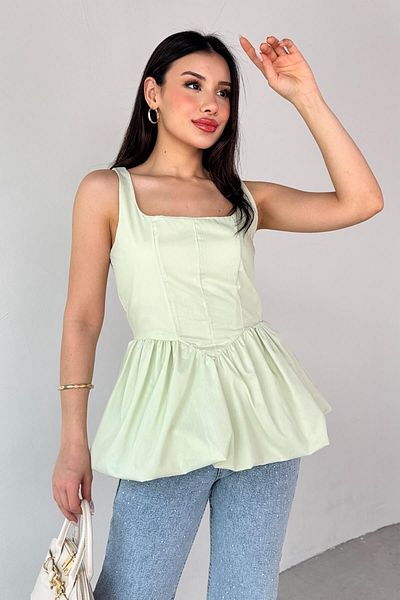 Cappmoda BLZ-06284 Μπλούζα με μπαλόνι με πράσινη κρεμαστή επένδυση