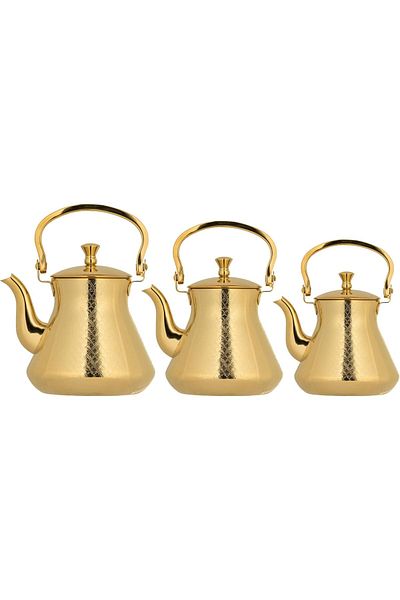 ALSAIF Saif 1.2/1.6/2.0 oz Kettle Set Durable and elegant, perfect for heating and serving water or tea Gold color