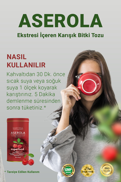 Narcissa 3 Adet - Aserola Ekstresi içeren Karışık Bitki Tozu - Aserola Detoks Form Çayı