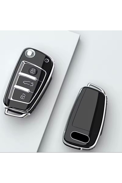 YıldızTuning Μαύρο-ασημί κάλυμμα κλειδιού για μοντέλα Audi