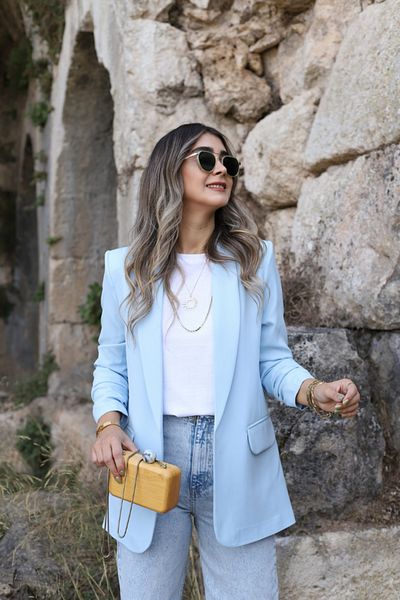 bytugcekaya Blazer albastru pentru bebeluși - mânecă cu detaliu șnur
