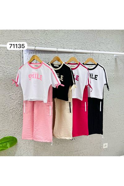 sinmm Pink Color Girl's Tracksuit Set 2-Piece Upper and Lower