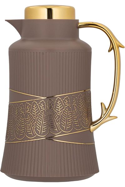 ALSAIF Deva Coffee And Tea Vacuum Flask, Leak-proof And Keeps Drinks Hot, 1l ,brown/gold