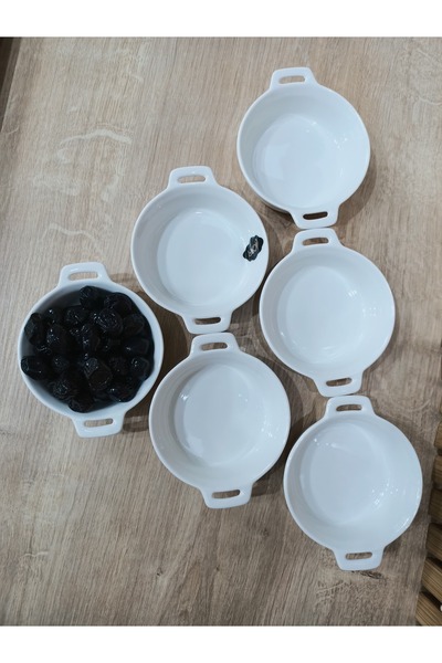 Pembishayatlar 6lı Porselen Yuvarlak Kulplu Derin Kahvaltılık Kase 12,5 cm