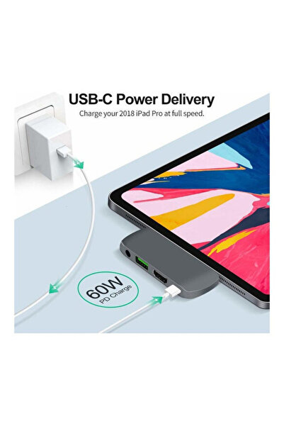 COOYA 4 IN 1 USB-C Hub Adapter To 4K HDMI 3.5MM Audio, Gray