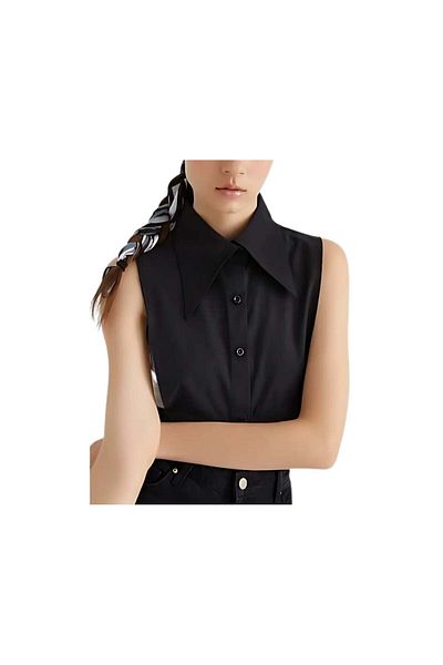 mirach Textile Black women's shirt with pointed collar - Comfortable fit - Soft fabric blend L-XL