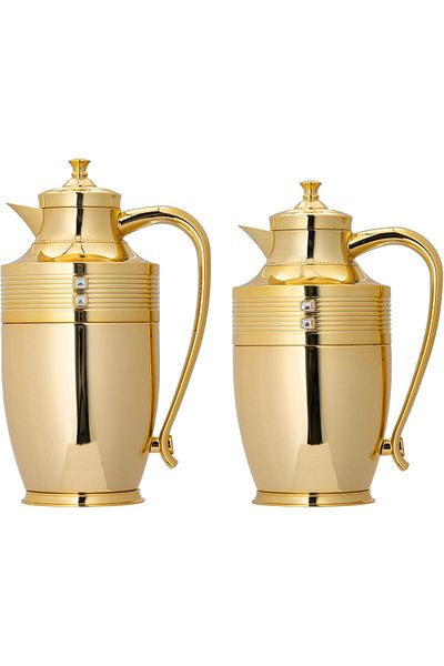 ALSAIF Abaq 2-pieces Coffee And Tea Vacuum Flask, Leak-proof And Keeps Drinks Hot, 0.75l/1l ,gold