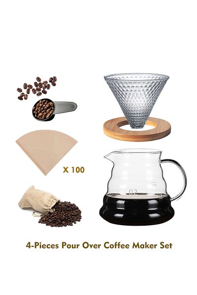 Old_Feller V60 Coffee Machine Drip Brew Set Contains 4-Pieces Pour Over Coffee Drip Coffee