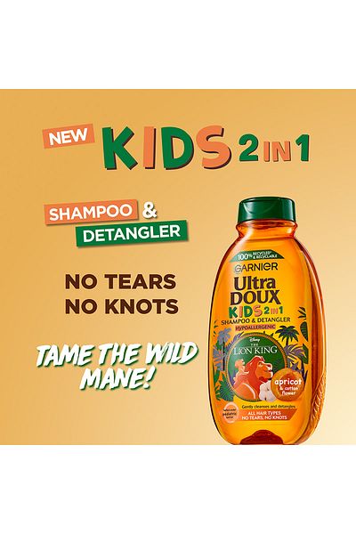 Garnier Ultra Doux Kids 2 in 1 Apricot Shampoo & Detangler 400ml - Lion King