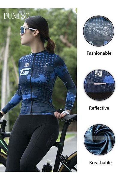 Generic Duniso Women's Cycling Jersey Long Sleeve Mountain Bike Road Bike Breathable Cycling Jersey