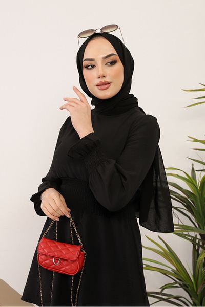 Bestenur Gipeli Ayrobin Tunic Παντελόνι Hijab Διπλό Σετ 218 - Μαύρο