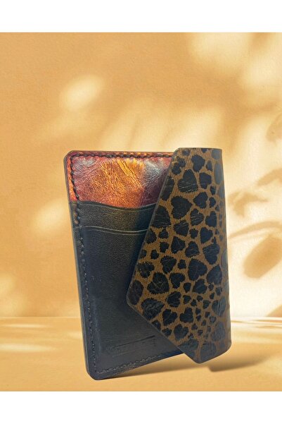 DERİMORE Agatha El Yapımı Kadın Deri Cüzdan, Siyah-bordo, Şık Ve Günlük Kulla...