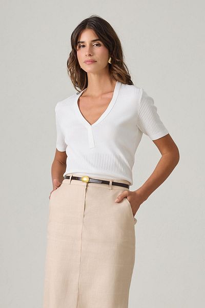 Setre Beige 100% Linen Midi Length Skirt with Belt Detail