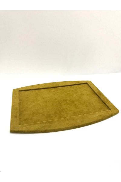 MeGass Dekor Domestic Production Suede Fabric Green Color Necklace Earring Ring Jewelry Service Presentation Table