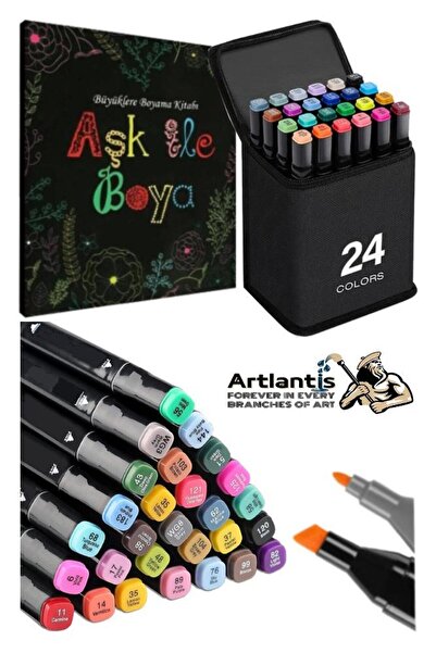 Artlantis 24 Adet Çift Taraflı Marker Kalem Çantalı 1 Paket 24 Renk Touch Mar...