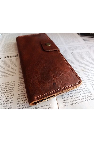 Mahfuz Crazy Leather Wallet- 12 Cards 2 Banknotes Foreign Alanı (19.4Cm*8.5Cm) Da11
