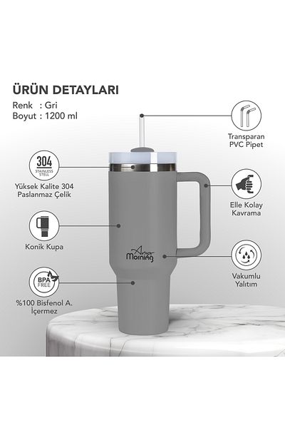 Any Morning Cană termos Si2440217, gri, 1200 ml