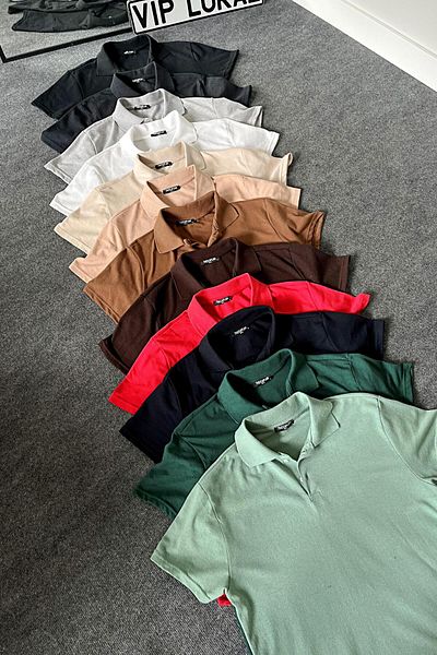 VİP LOKAL Μπεζ μπλουζάκι Polo Neck Plain Lacos σε πούδρα