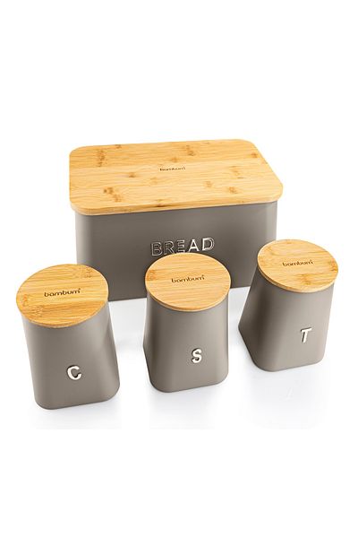 Bambum Tortino Spice Rack Bread Storage Container with Bamboo Lid