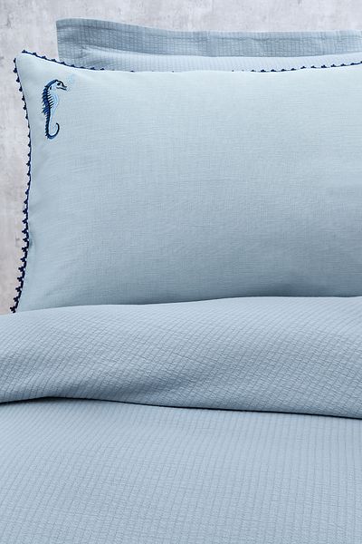 Yataş Elena Double Embroidered Bedspread - Indigo