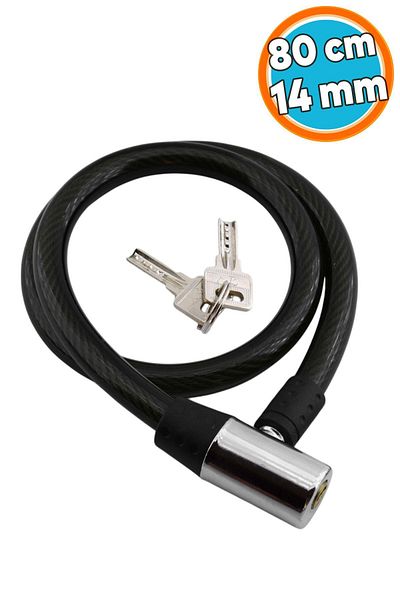 NZB 80 cm Bicycle and Motorcycle Rope Chain Lock with Cap Hirsiyanet Block Security