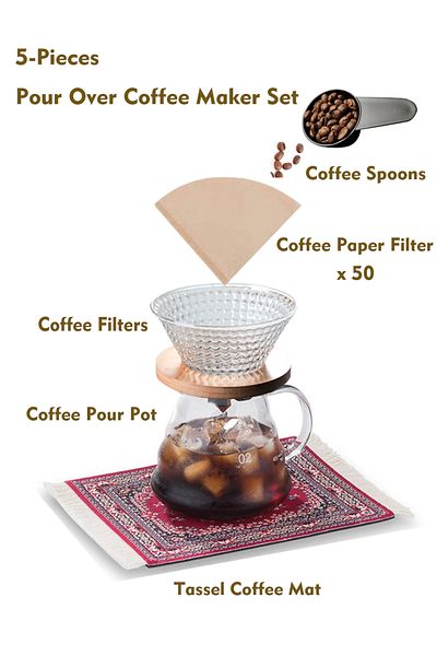 Old_Feller V60 Set 5 Piece Coffee Drip Set Pour Over Coffee Maker Set