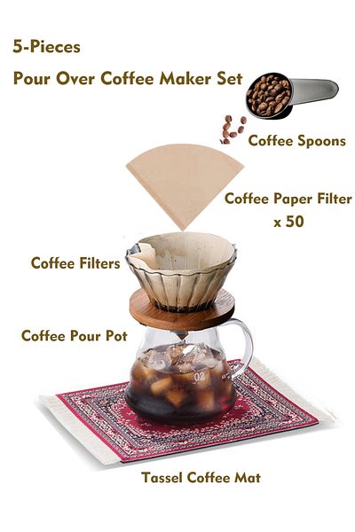 Old_Feller V60 Set 5 Piece Coffee Drip Set Pour Over Coffee Maker Set