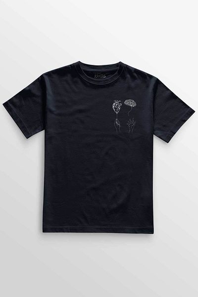Kretas Λαδί T-shirt Καρδιά Και Εγκέφαλος Αγάπη Λογική Χέρι Χέρι Συναισθηματική Νοημοσύνη Μινιμαλιστική Πρόσοψη Unisex T-Shirt