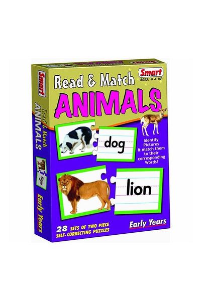 Smart Read and Match Animals Puzzle Game Educational Toy for Kids | Learn Animal Names & Shapes