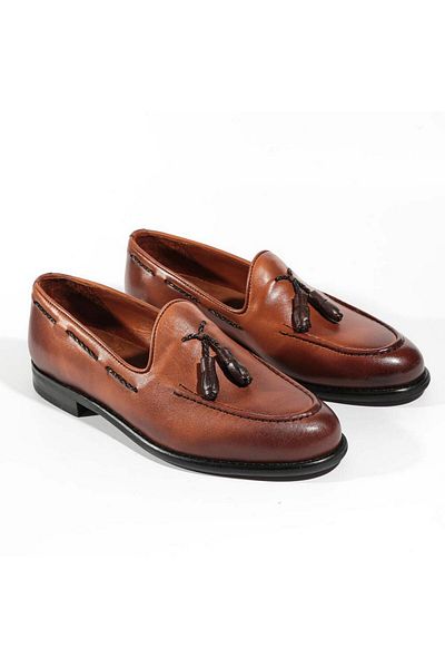 TETRİ Antique Model Genuine Leather Men's Brown Loafer - Men's Shoes