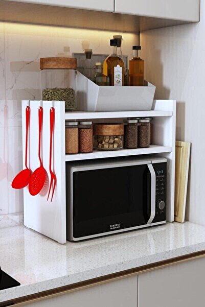 nifiart Lüxs Beyaz Tezgah Üstü Raf - Fırın, Mıkrodalga Organızer Düzenleyici ...