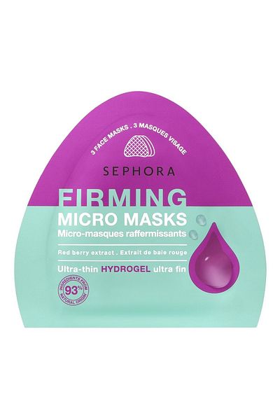 SEPHORA مجموعة أقنعة الوجه مايكرو ماسكز هيدروجيل فائقة النحافة لشد البشرة مع خلاصة التوت الأحمر، مكونة من 3 قطع